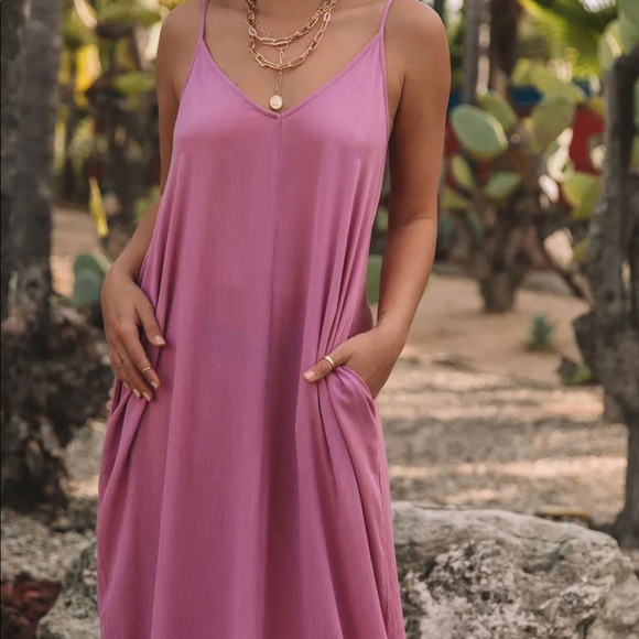 VICI OLIVIAN POCKETED MAXI DRESS ~ Mauve Tie dye S/M - Picture 4 of 7
